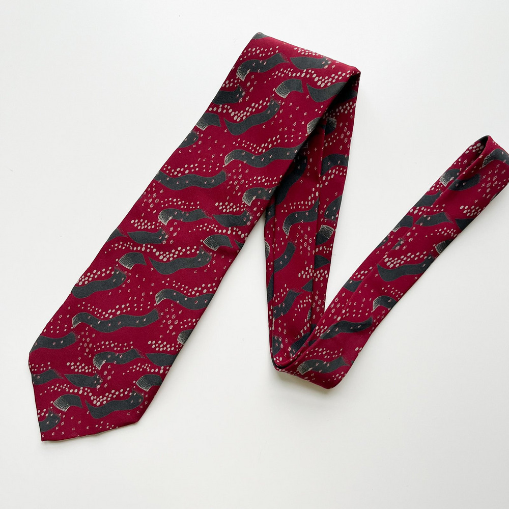Giorgio Armani 100% Silk Neck Tie Made in Italy Maroon Black Luxury Career